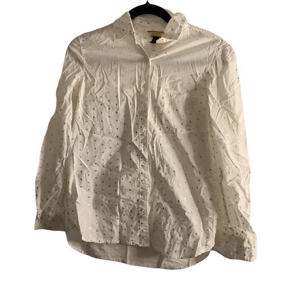 Prince & Fox Button-Up Shirt Gold Polka Dot Preppy White S - Picture 2 of 6